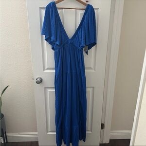 Free People Beach LaLa Maxi Dress In Navy/Marin NWT
